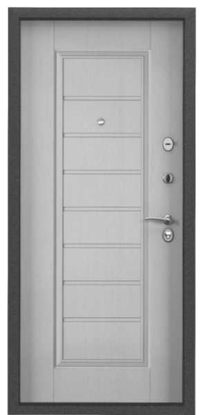 Входные двери Х5 NEW MP Темно-серый букле графит / ПВХ Дуб белый матовый