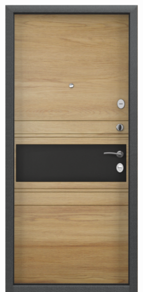 Входные двери DELTA PRO MP Черный шелк / ПВХ Дуб Янтарь Горизонт