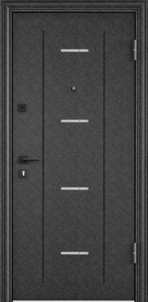 Входные двери DELTA PRO MP Черный шелк / ПВХ Бьянко
