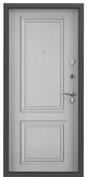 Входные двери Х7 PRO MP Темно-серый букле графит / ПВХ Дуб белый матовый