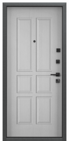 Входные двери DELTA PRO MP Черный шелк / ПВХ Дуб белый матовый