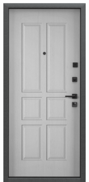 Входные двери DELTA PRO MP Черный шелк / ПВХ Дуб белый матовый