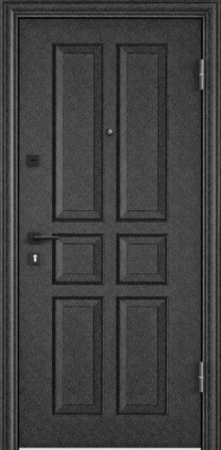 Входные двери DELTA PRO MP Черный шелк / ПВХ Дуб белый матовый