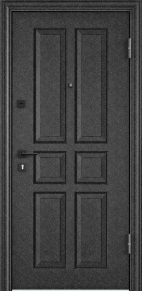 Входные двери DELTA PRO MP Черный шелк / ПВХ Дуб белый матовый