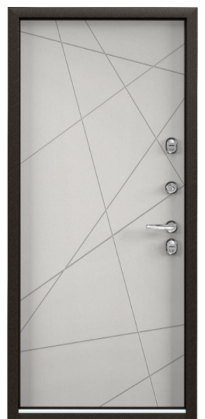 Входные двери SNEGIR PRO MP Букле коричневый / ПВХ Бьянко