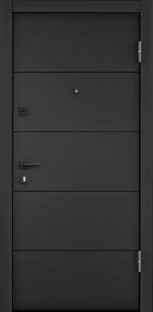 Входные двери DELTA PRO PP ПВХ Черная шагрень / ПВХ Бьянко