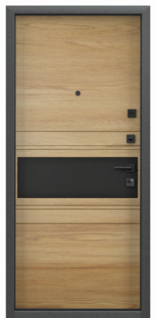 Входные двери DELTA PRO MP Черный шелк / ПВХ Дуб Янтарь Горизонт
