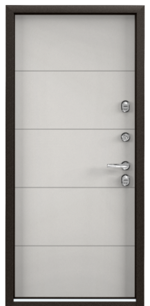 Входные двери SNEGIR PRO MP Букле коричневый / ПВХ Бьянко