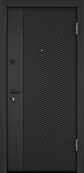 Входные двери DELTA PRO PP ПВХ Черная шагрень / ПВХ Бьянко