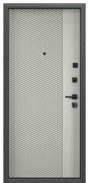Входные двери DELTA PRO PP ПВХ Черная шагрень / ПВХ Бьянко
