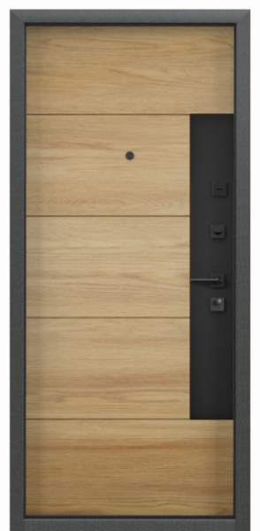Входные двери DELTA PRO MP Черный шелк / ПВХ Дуб Янтарь Горизонт