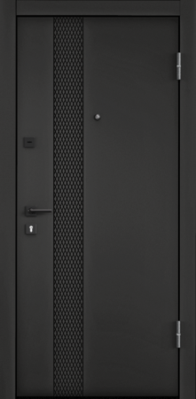 Входные двери DELTA PRO PP ПВХ Черная шагрень / ПВХ Бьянко