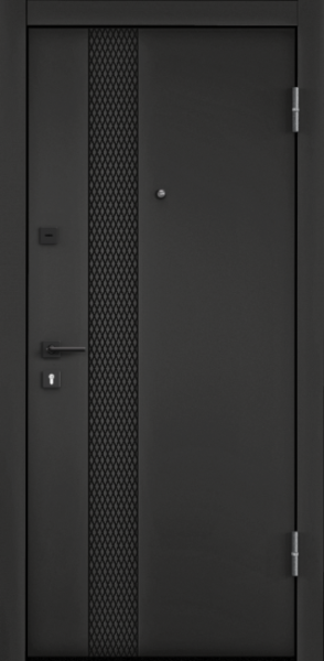 Входные двери DELTA PRO PP ПВХ Черная шагрень / ПВХ Бьянко