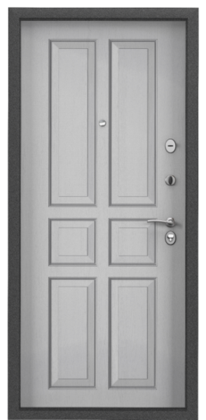 Входные двери Х5 NEW MP Темно-серый букле графит / ПВХ Дуб белый матовый
